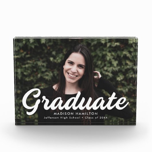 白はっきりした文字卒業 フォトブロック (正面)