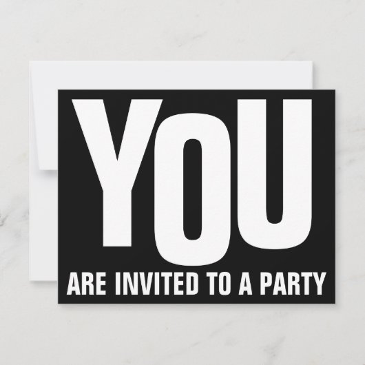 白はっきりした黒の任意の大事な行事パーティー 招待状 (正面)