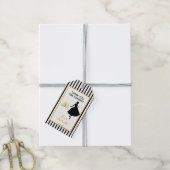 白はっきりした黒の来ありストライプ ギフトタグ (より糸付き)