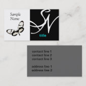 白はっきりした黒の蝶モダンカスタム類 名刺 (正面/裏面)