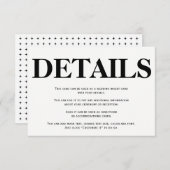 白はっきりした黒タイポグラフィ結婚詳細 エンクロージャーカード (正面/裏面)