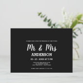 白はっきりした黒手書きスクリプ結婚ト 招待状 (スタンド正面)