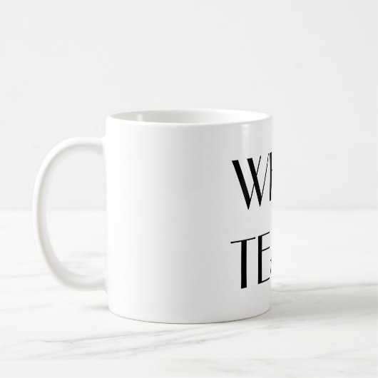 白はファンシーな文字のマグを引き裂きます コーヒーマグカップ (左)