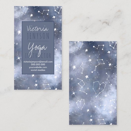 白は星座の灰色の青い星雲のヨガを主演します 名刺 (正面/裏面)