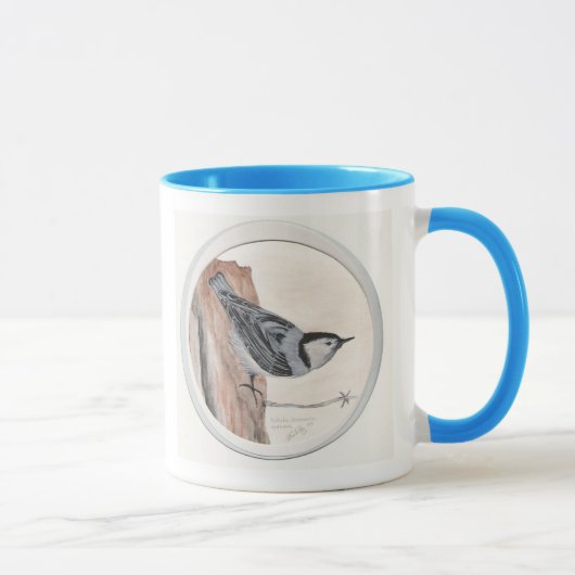 白は精神病院、白いBreasted Nuthatcを… breasted マグカップ (右)
