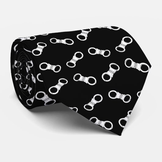 [白は黒い背景のパターンに手錠をかけます] ネクタイ (ロール)