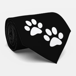 白は黒のマスコットの足のプリントを遊ばします ネクタイ