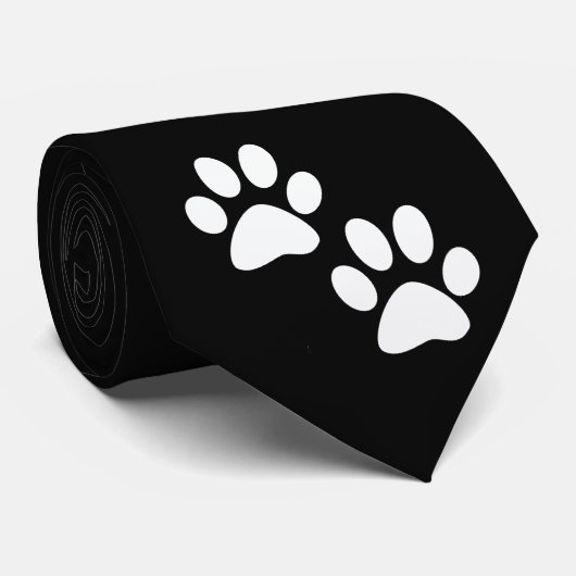 白は黒のマスコットの足のプリントを遊ばします ネクタイ (ロール)