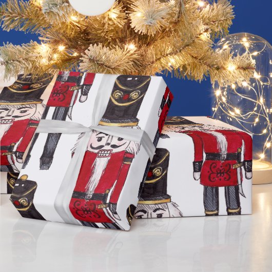 白ひげ付きくるみ割り兵士ラッピング紙 ラッピングペーパー (クリスマス)