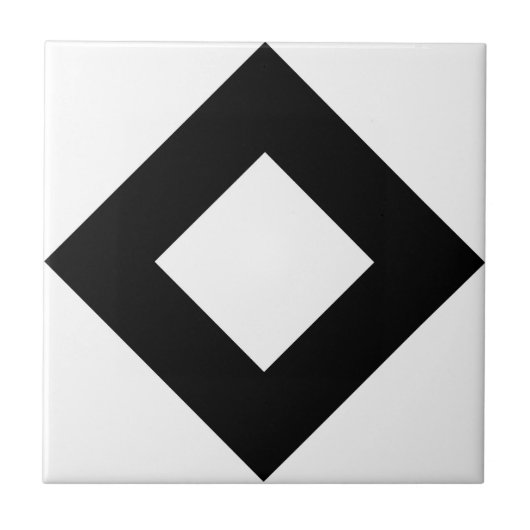 白ひし形、黒はっきりした色 タイル (正面)
