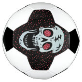 白ひび割れたスカル赤いグリッタールックアイドット サッカーボール (回転)