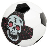 白ひび割れたスカル赤いグリッタールックアイドット サッカーボール (3/4)