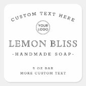 白またはカスタム色のロゴの正方形の製品ラベル スクエアシール (正面)