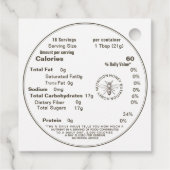 白またはクラフトハニーと栄養の事実に関する金ゴールド フェイバータグ (裏面)