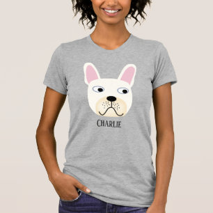 白またはクリーフランスのムのパーソナライズされたブルドッグTシャツ Tシャツ