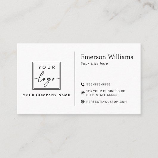 白または任意の色のカスタムロゴのミニマモダンリスト 名刺 (正面)
