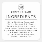 白または任意の色の原料リスト製品ラベル スクエアシール (正面)