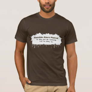 白または注意のゾンビ警報パトロールのワイシャツ Tシャツ