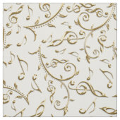 白または色の生地の金ゴールド音楽ノート ファブリック (見本)