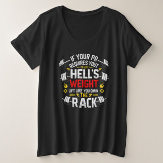 白もし文字のprジム動機引用文 プラスサイズTシャツ