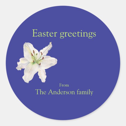 白ゆりイースターグリーティングウォーターカラーシール ラウンドシール (正面)