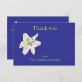 白ゆり水色フラットサンキューカード サンキューカード (正面/裏面)