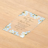 白ゆり花アクリルベビーシャワー招待状 アクリル招待状 (レイダウン)