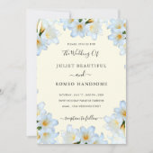 白ゆり花フレーム結婚式招待状 (正面)