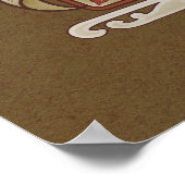 白ゆり花意味ヴィンテージスタイル濃色 ポスター (角)