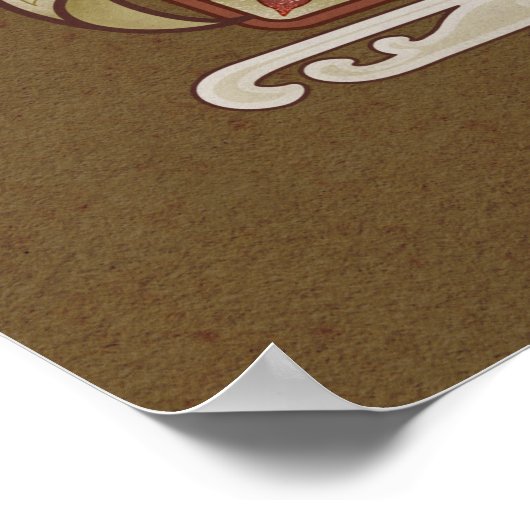 白ゆり花意味ヴィンテージスタイル濃色 ポスター (角)