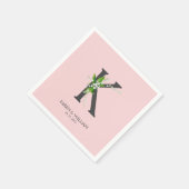 白ゆり花束フローラモノグラムナプキン スタンダードカクテルナプキン (角)