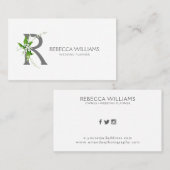 白ゆり花束フローラモノグラム文字R 名刺 (正面/裏面)