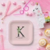 白ゆり花束フローラモノグラム ペーパープレート (パーティー)