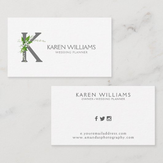 白ゆり花束フローラモノグラム 名刺 (正面/裏面)