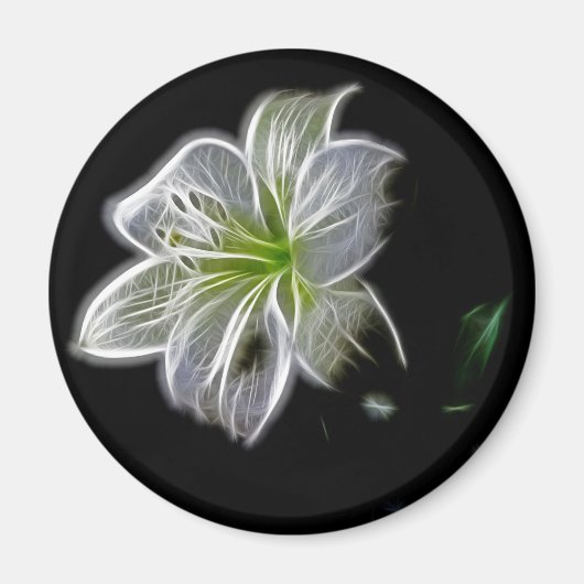 白ゆり花自然美しい マグネット (正面)