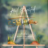 白ようこそ私たちのリール興奮した漁師ベビー アクリルサイン (ニュートラル)