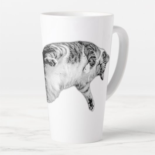 白よくはしゃぐと黒に反転 カフェラテマグ (右アングル)