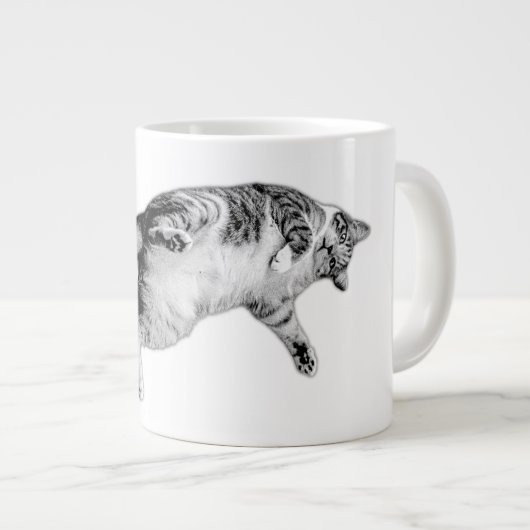 白よくはしゃぐと黒に反転 ジャンボコーヒーマグカップ (正面右)