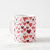 白よくはしゃぐの手書き赤いハート コーヒーマグカップ (正面左)