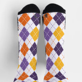 白よくはしゃぐハロウィンアーガイルパターン ソックス (上部)