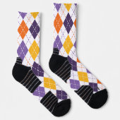 白よくはしゃぐハロウィンアーガイルパターン ソックス (右)