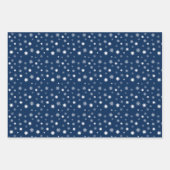 白よくはしゃぐモノクロ雪片グラフィック ラッピングペーパーシート (正面)