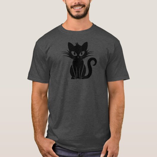 白よくはしゃぐ目黒猫ハロウィーントップ Tシャツ (正面)