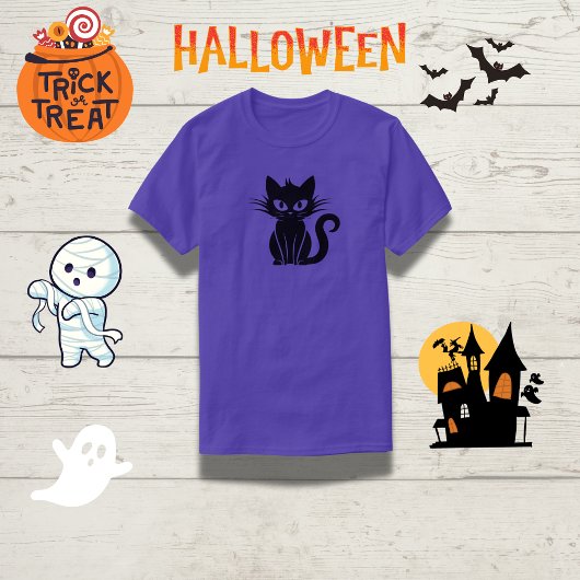 白よくはしゃぐ目黒猫ハロウィーントップ Tシャツ