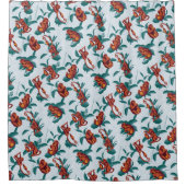 白よくはしゃぐ蓮の猿の模様 シャワーカーテン (正面)