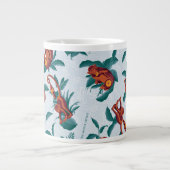 白よくはしゃぐ蓮の猿の模様 ジャンボコーヒーマグカップ (正面)