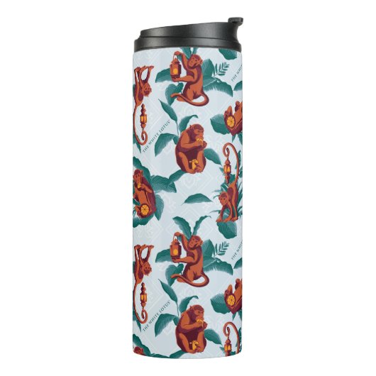 白よくはしゃぐ蓮の猿の模様 タンブラー (回転左)