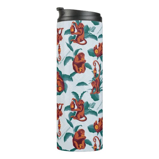 白よくはしゃぐ蓮の猿の模様 タンブラー (回転右)