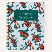 白よくはしゃぐ蓮の猿の模様 ノートブック (正面)