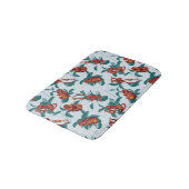 白よくはしゃぐ蓮の猿の模様 バスマット (アングル)